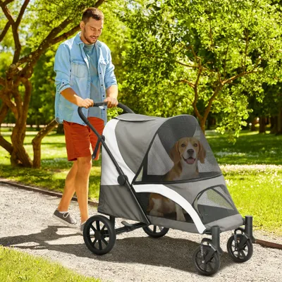PawHut Carrito para Perro 124x67x100 cm Gris Oscuro PawHut Carrito para Perro 124x67x100 cm Gris Oscuro