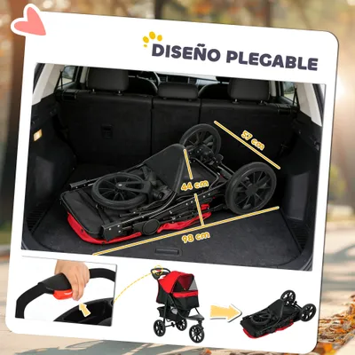 PawHut Cochecito para Mascota 109.5x57.5x106.5 cm Rojo PawHut Cochecito para Mascota 109.5x57.5x106.5 cm Rojo