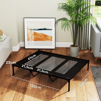 PawHut Cama Elevada Perro 122x92x23 cm Negro