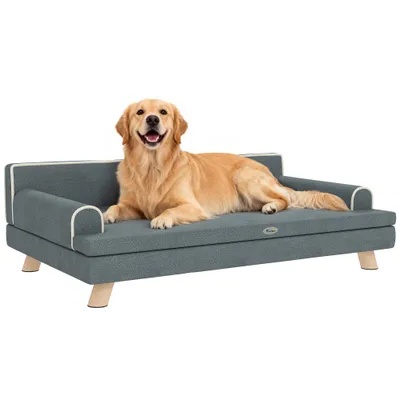 PawHut Sofá para Perro 100x62x32 cm Gris Oscuro PawHut Sofá para Perro 100x62x32 cm Gris Oscuro