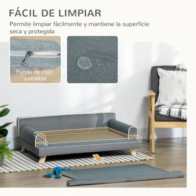 PawHut Sofá para Perro 100x62x32 cm Gris Oscuro PawHut Sofá para Perro 100x62x32 cm Gris Oscuro