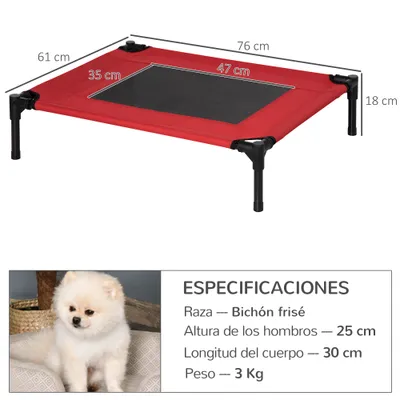 PawHut Cama Elevada para Perro 76x61x18 cm Rojo PawHut Cama Elevada para Perro 76x61x18 cm Rojo