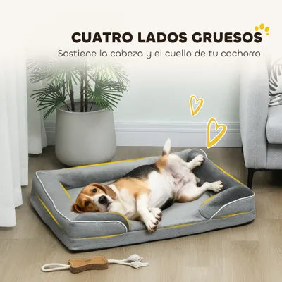PawHut Cama para Perro 91.5x68.5x16.5 cm Gris