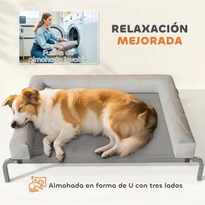 PawHut Cama Elevada Perro 110x75x30 cm Gris Claro PawHut Cama Elevada Perro 110x75x30 cm Gris Claro