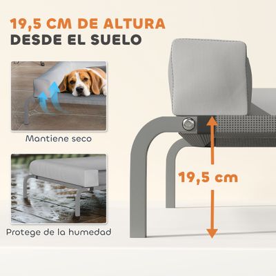 PawHut Cama Elevada Perro 110x75x30 cm Gris Claro