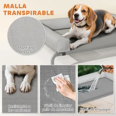 PawHut Cama Elevada Perro 110x75x30 cm Gris Claro PawHut Cama Elevada Perro 110x75x30 cm Gris Claro