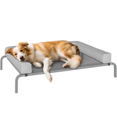 PawHut Cama Elevada Perro 110x75x30 cm Gris Claro