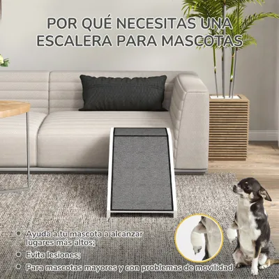 PawHut Rampa para Perro 125x40x35.5 cm Blanco y Gris PawHut Rampa para Perro 125x40x35.5 cm Blanco y Gris