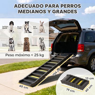 PawHut Rampa para Perro 154x40x7.5 cm Negro