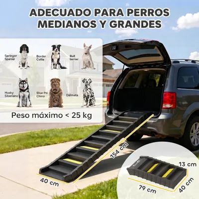PawHut Rampa para Perro 154x40x7.5 cm Negro