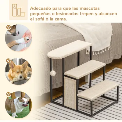 PawHut Escalera para Perro 47x45x47 cm Crema y Negro PawHut Escalera para Perro 47x45x47 cm Crema y Negro
