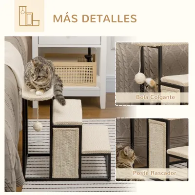 PawHut Escalera para Perro 47x45x47 cm Crema y Negro PawHut Escalera para Perro 47x45x47 cm Crema y Negro