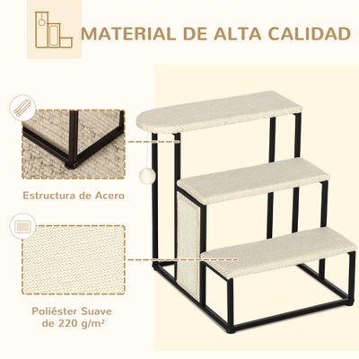 PawHut Escalera para Perro 47x45x47 cm Crema y Negro