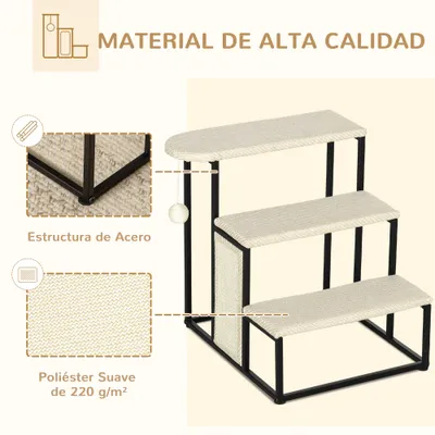 PawHut Escalera para Perro 47x45x47 cm Crema y Negro PawHut Escalera para Perro 47x45x47 cm Crema y Negro