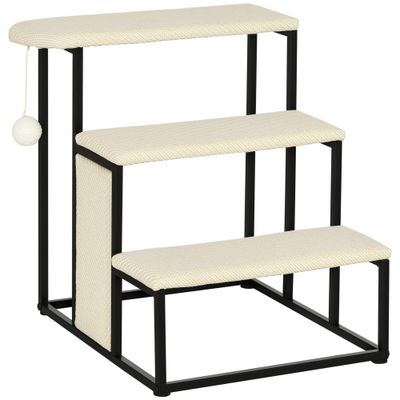 PawHut Escalera para Perro 47x45x47 cm Crema y Negro