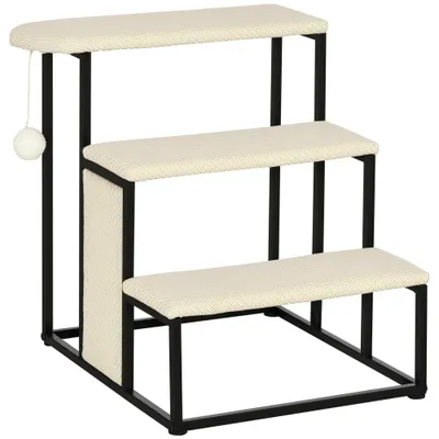 PawHut Escalera para Perro 47x45x47 cm Crema y Negro