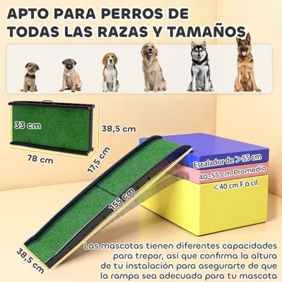 PawHut Rampa para Perro 155x38.5x15.5 cm Verde
