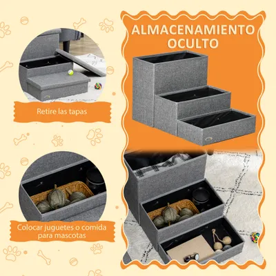 PawHut Escalera para Mascota 63.5x42.5x40.5 cm Gris PawHut Escalera para Mascota 63.5x42.5x40.5 cm Gris