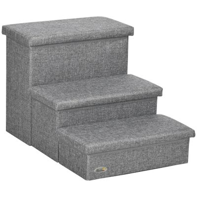 PawHut Escalera para Mascota 63.5x42.5x40.5 cm Gris