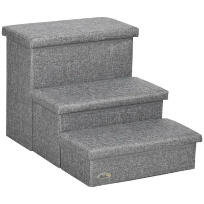 PawHut Escalera para Mascota 63.5x42.5x40.5 cm Gris