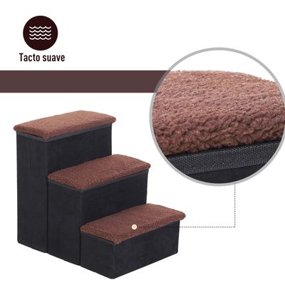 PawHut Escalera para Mascota 40x54x48 cm Negro