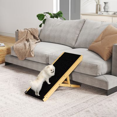 PawHut Rampa para Mascota 83.5x35x47.5 cm Natural y Negro