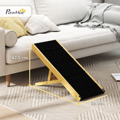 PawHut Rampa para Mascota 83.5x35x47.5 cm Natural y Negro