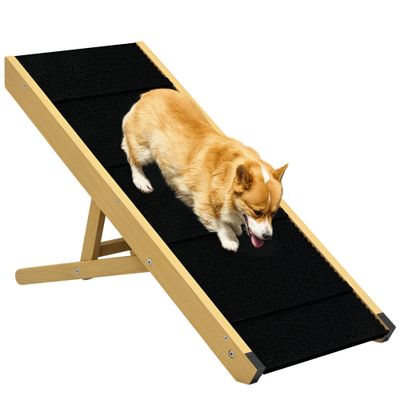 PawHut Rampa para Mascota 83.5x35x47.5 cm Natural y Negro