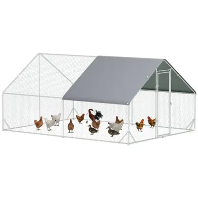 PawHut Gallinero de Exterior 300x400x200 cm Plata PawHut Gallinero de Exterior 300x400x200 cm Plata