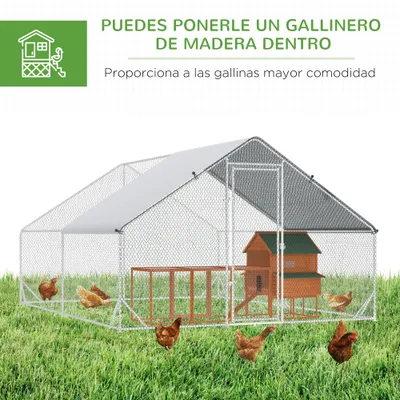 PawHut Gallinero de Exterior 300x400x200 cm Plata PawHut Gallinero de Exterior 300x400x200 cm Plata