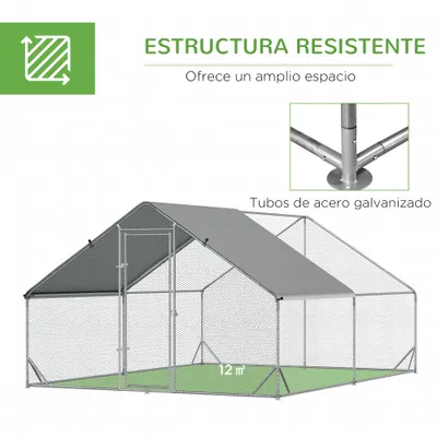 PawHut Gallinero de Exterior 300x400x200 cm Plata PawHut Gallinero de Exterior 300x400x200 cm Plata