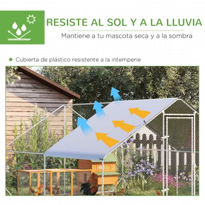 PawHut Gallinero de Exterior 300x400x200 cm Plata