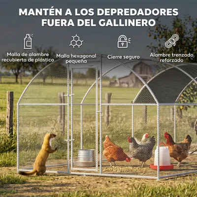 PawHut Gallinero de Exterior 280x570x197 cm Plata PawHut Gallinero de Exterior 280x570x197 cm Plata