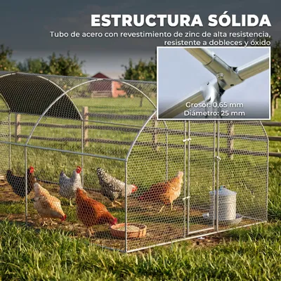 PawHut Gallinero de Exterior 280x570x197 cm Plata PawHut Gallinero de Exterior 280x570x197 cm Plata