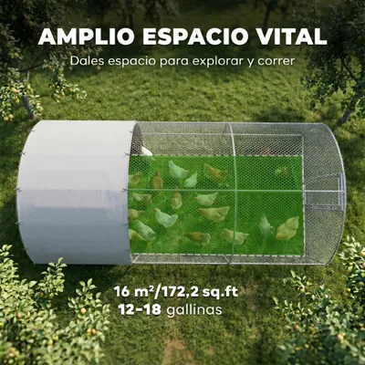 PawHut Gallinero de Exterior 280x570x197 cm Plata