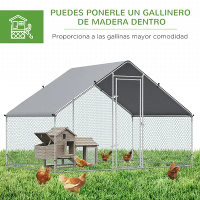 PawHut Gallinero de Exterior 300x200x200 cm Plata PawHut Gallinero de Exterior 300x200x200 cm Plata