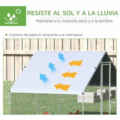 PawHut Gallinero de Exterior 300x200x200 cm Plata