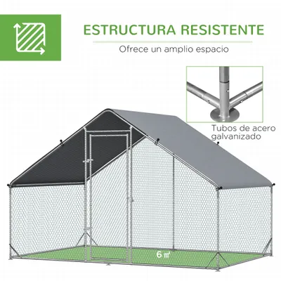 PawHut Gallinero de Exterior 300x200x200 cm Plata PawHut Gallinero de Exterior 300x200x200 cm Plata