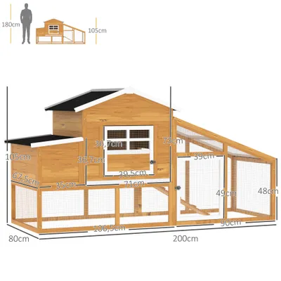 PawHut Gallinero Exterior 200x80x105 cm Marrón PawHut Gallinero Exterior 200x80x105 cm Marrón