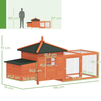 PawHut Gallinero 196x76x97 cm Naranja