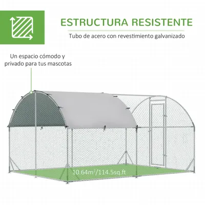 PawHut Gallinero de Exterior 280x380x197 cm Plata PawHut Gallinero de Exterior 280x380x197 cm Plata