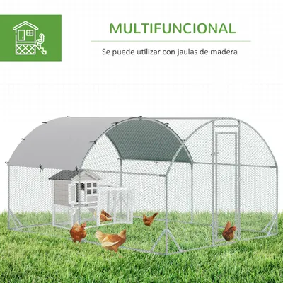 PawHut Gallinero de Exterior 280x380x197 cm Plata