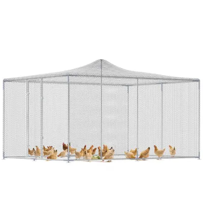 PawHut Gallinero para Exterior 400x300x197 cm Plata PawHut Gallinero para Exterior 400x300x197 cm Plata