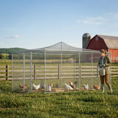 PawHut Gallinero para Exterior 400x300x197 cm Plata
