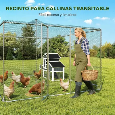 PawHut Gallinero para Exterior 400x300x197 cm Plata PawHut Gallinero para Exterior 400x300x197 cm Plata