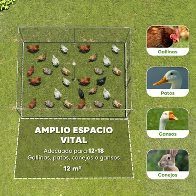 PawHut Gallinero para Exterior 400x300x197 cm Plata