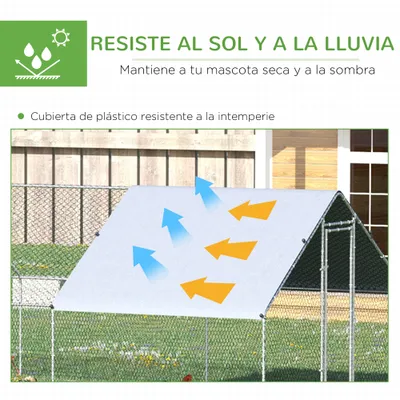 PawHut Gallinero de Exterior 300x800x200 cm Plata