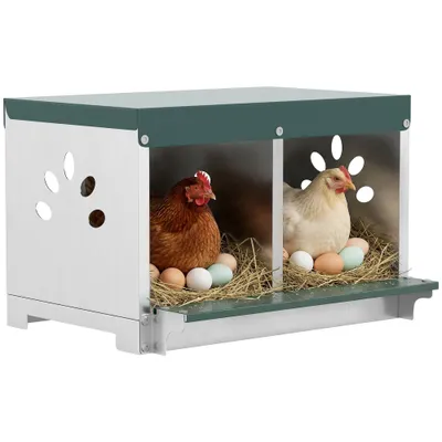 PawHut Ponedero para Gallina 54.5x42.5x35.5 cm Plateado PawHut Ponedero para Gallina 54.5x42.5x35.5 cm Plateado
