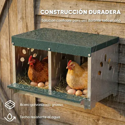 PawHut Ponedero para Gallina 54.5x42.5x35.5 cm Plateado PawHut Ponedero para Gallina 54.5x42.5x35.5 cm Plateado