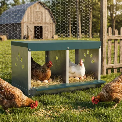 PawHut Ponedero para Gallina 54.5x42.5x35.5 cm Plateado PawHut Ponedero para Gallina 54.5x42.5x35.5 cm Plateado